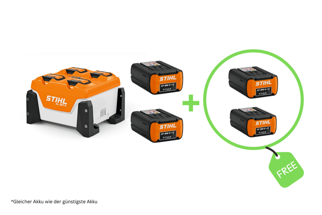 Mehrfachladegerät mit 3x Akku AP 200 & 1x Akku AP 300 S