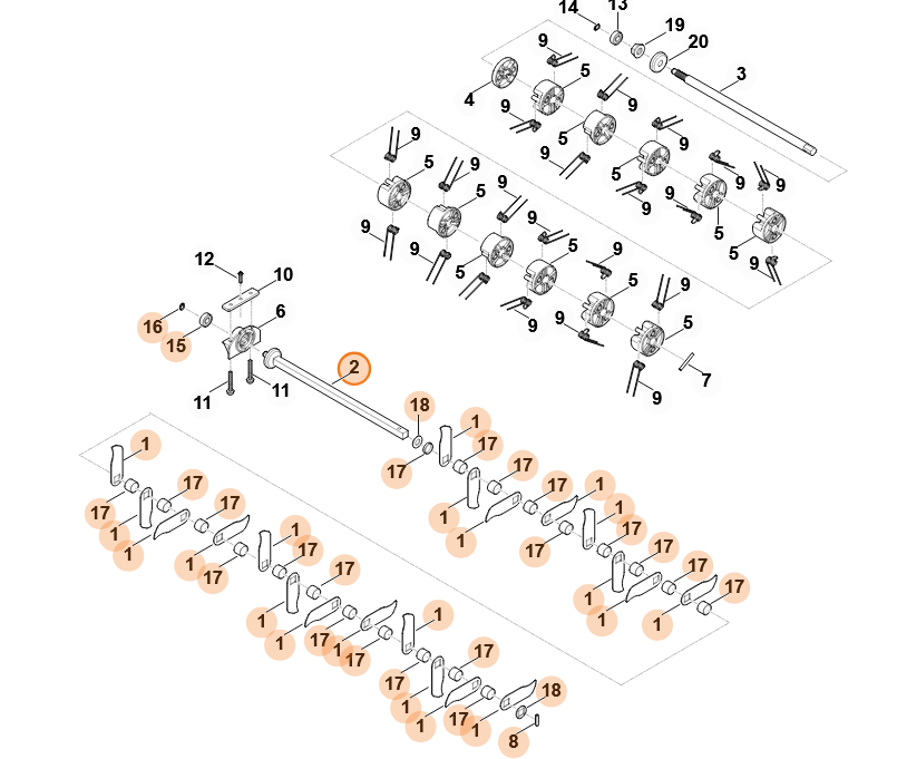 Messerwelle kpl. für RLE 240