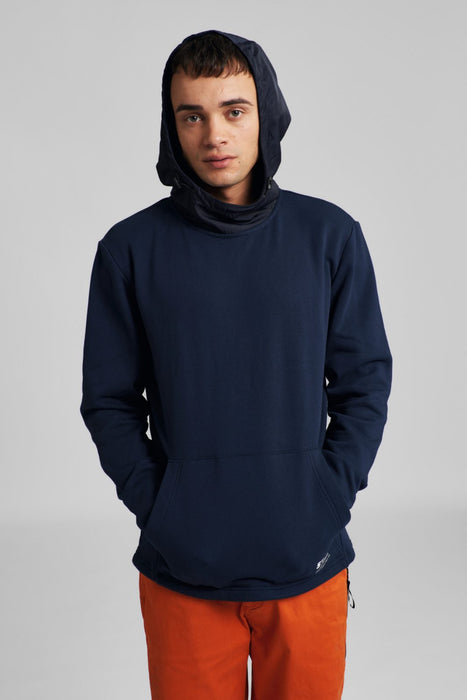 HOODIE WOVEN HOOD BLAU