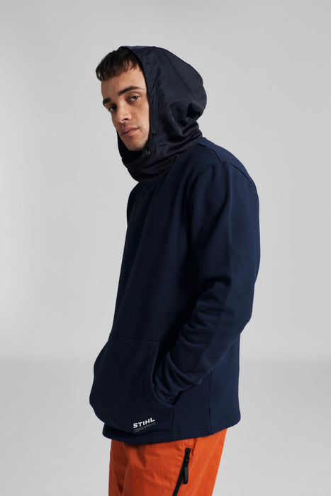 HOODIE WOVEN HOOD BLAU